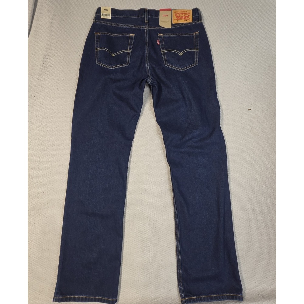 Levi's 514 Men's Jeans 34x32 Blue Denim, Straight Leg, Reg Fit, Dark Wash NWT